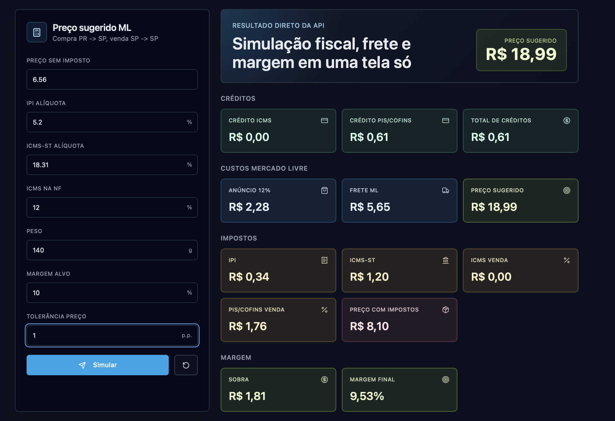Interface da Calculadora Valps